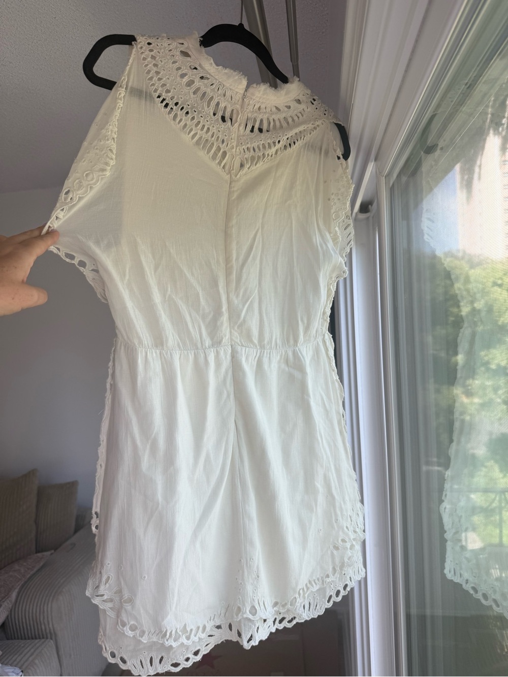IRO White Crochet-Trim Sleeveless Dress